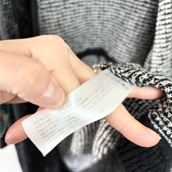 Eileen Fisher black knit open cardigan sweater organic cotton size L - Picture 3 of 4